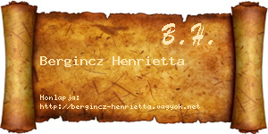 Bergincz Henrietta névjegykártya